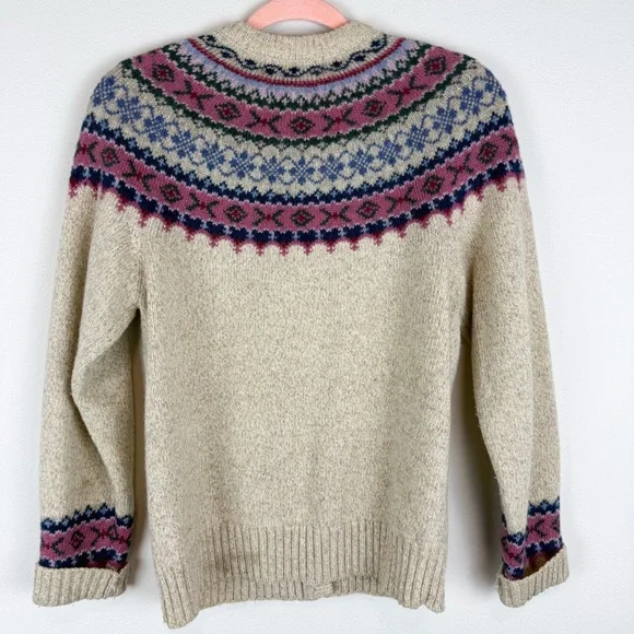(2) Bundle Vintage Eddie Bauer Wool Fair Isle Cardigan Sweater Size Medium - Picture 5 of 15